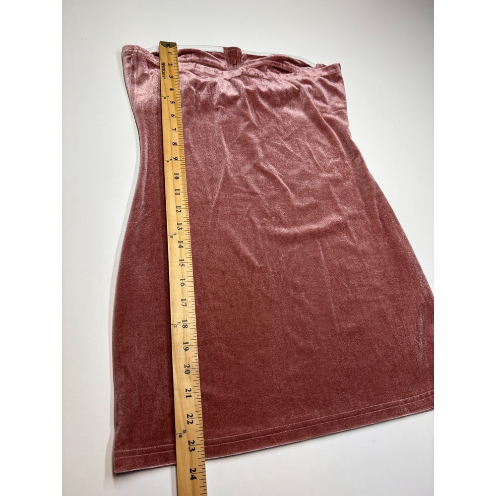 CIDER Dress Womens S Pink Velvet Strapless Party Mini Stretch New - Picture 5 of 6